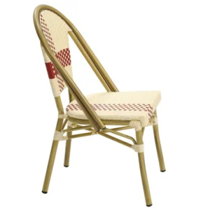 mobiliario-contract-silla garnier apilable aluminio ratan beige y rojo 1